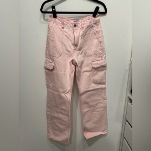 zara pink striped cargo jeans